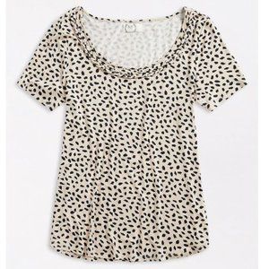 MAURICES 24/7 Animal Print Braided Neck Tee Small